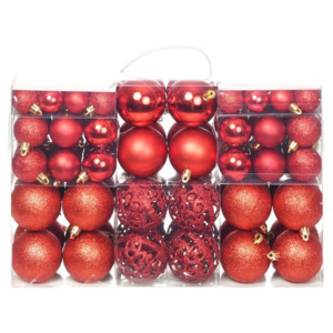 Set globuri de Crăciun 100 de piese, 6 cm, roșu