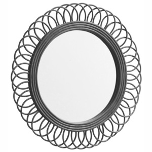 Oglinda rotunda din ratan negru 54 cm Rattan Nordal