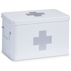 Cutie pentru depozitarea medicamentelor, 5 compartimente, Metal White, l32xA19,5xH20 cm