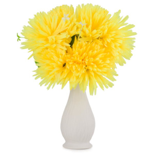 Fir crizantema artificiala, 47 cm, galben fosforescent