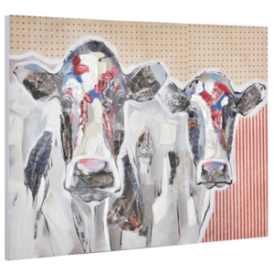 Tablou pictat manual - vaci - panza in, cu rama ascunsa - 90x120x3,8cm