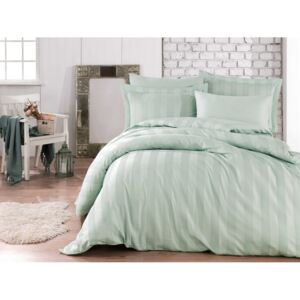 Lenjerie pat jacquard, Exclusive Satin, 6 piese, Hobby Home, Wafel - Sea Green