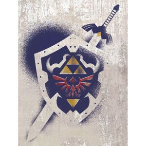 The Legend Of Zelda - Hylian Shield Stencil Tablou Canvas, (30 x 40 cm)