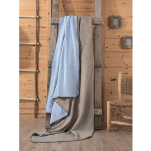 Pătură Tobby, 200 x 220 cm, maro - albastru