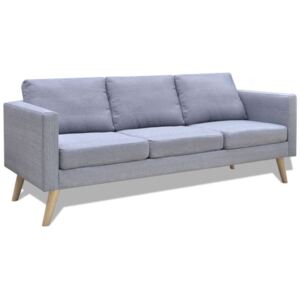 Canapea cu 3 locuri, material textil, gri deschis