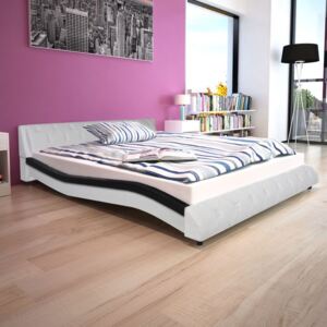 Cadru de pat cu piele artificială 160 x 200 cm, negru și alb