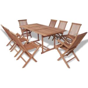 Set mobilier de exterior, 9 piese, lemn de tec