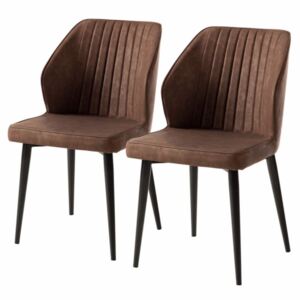 Set de 2 scaune Watson, piele sintetica/metal, maro