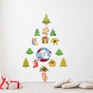 Set autocolante de Crăciun Ambiance Santa Claus and his Christmas trees, 15 buc