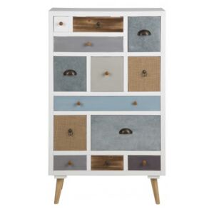 Cabinet din lemn de pin si MDF, cu 13 sertare Thais Multicolor, l70xA30xH114 cm