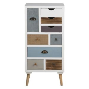 Cabinet din MDF si lemn de pin, cu 9 sertare Thais Multicolor, l48xA32xH98 cm
