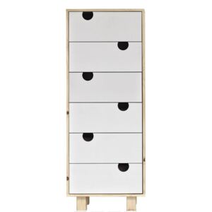 Cabinet din lemn de pin, cu 6 sertare House Nature / White, l50xA40xH130 cm