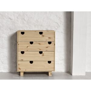 Cabinet din lemn de pin, cu 4 sertare House Nature, l75xA40xH90 cm