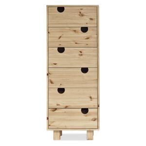 Cabinet din lemn de pin, cu 6 sertare House Nature, l50xA40xH130 cm