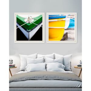 Tablou 2 piese Framed Art Green and Yellow Bow