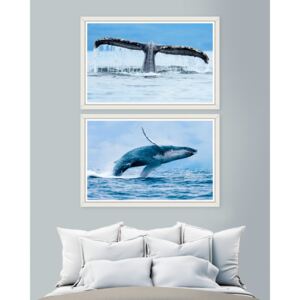 Tablou 2 piese Framed Art Whales