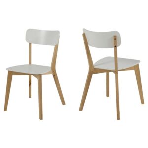 Set 2 scaune din lemn si MDF Raven White/Natural