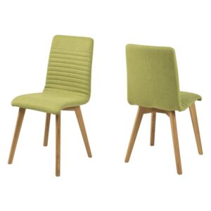 Set 2 scaune tapitate cu stofa, cu picioare din lemn Arosa Green, l42xA43xH90 cm