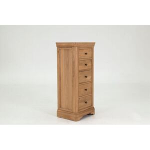 Cabinet din lemn de stejar si furnir, cu 5 sertare Carmen Oak, l55xA42,5xH124 cm