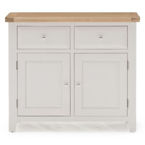 Cabinet din lemn de salcam si stejar, cu 2 sertare si 2 usi Clemence Grey / Oak, l105xA45xH90 cm