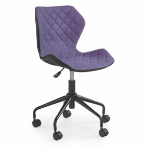 Scaun de birou pentru copii, tapitat cu piele ecologica si stofa Matrix Purple, l48xA53xH78-88 cm