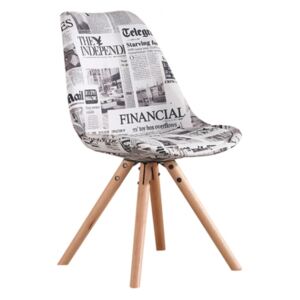 Scaun tapitat cu piele ecologica si picioare din lemn, Mels Newspaper, l47xA54xH80 cm