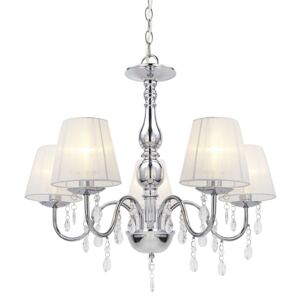 [lux.pro]® Lustra eleganta – lampa de plafon cu cinci brate – 5 x E14 - crom, alb