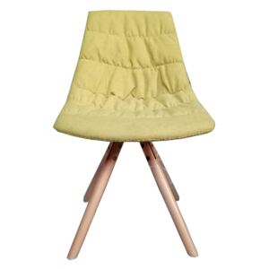 Scaun tapitat cu stofa, cu picioare de lemn Joy Yellow l47xA54xH80 cm