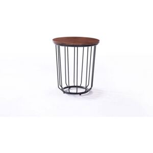 Masa de cafea rotunda din lemn cu picior metalic, Esther Walnut, Ø45xh50 cm