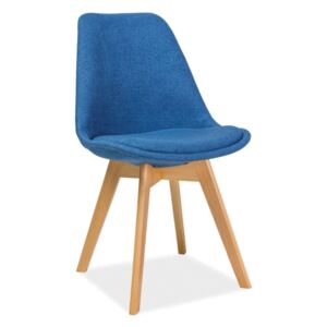 Scaun tapitat cu stofa, cu picioare din lemn Dior Blue, l50xA40xH83 cm