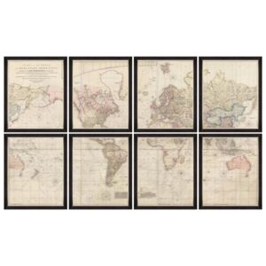 Tablou 8 piese Framed Art Chart Of The World After James Cook