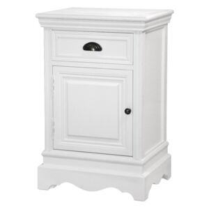 Cabinet din lemn de plop si MDF, cu 1 sertar si 1 usa Latina LA018 White, l46xA36xH71 cm