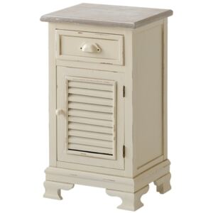 Cabinet din lemn de plop si MDF, cu 1 sertar si 1 usa Pesaro PE011 Cream / Light Brown, l40xA31xH70 cm