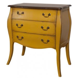 Cabinet din lemn de plop, furnir si MDF, cu 3 sertare Mellow Medium Yellow / Brown, l69xA39xH77 cm