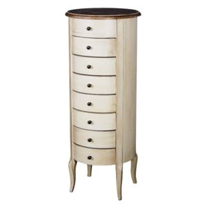 Cabinet din lemn de cauciuc si furnir, cu 8 sertare Limena LI838 Ivory / Light Brown, l40xA40xH98 cm