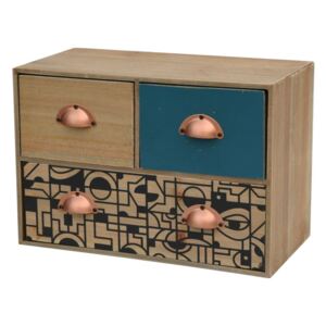 Cabinet din lemn de brad si furnir, cu 3 sertare Portofino F031 Multicolour, l30xA15xH20 cm