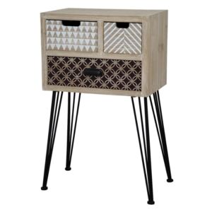 Cabinet din lemn de plop si MDF, cu 3 sertare Loano LO021 Light Brown, l45xA30xH74 cm