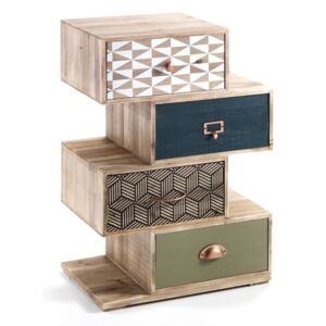 Cabinet din lemn de brad, cu 4 sertare Kijo-X Multicolour, l50xA34xH72,5 cm