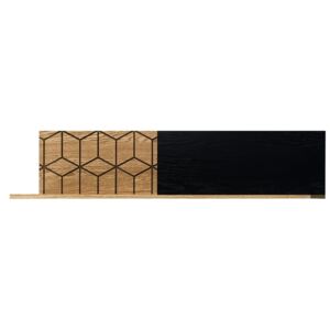 Etajera din lemn si furnir Small Mosaic 34 Stejar / Negru, l135xA25xH28 cm