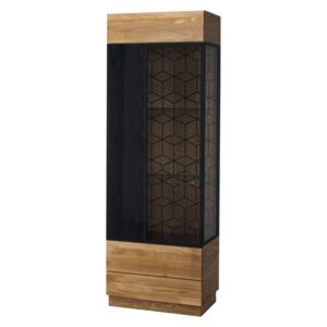 Vitrina din lemn si furnir "Mosaic 10" Oak / Black, l67xA42xH196 cm