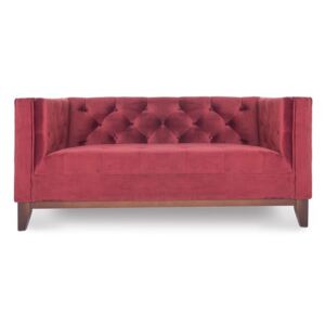 Canapea rosie din catifea cu picioare lemn Florence Zago