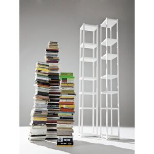Biblioteca din lemn masiv si MDF Singles White, l32xA23xH217 cm