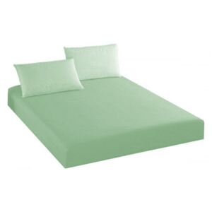 Husa pentru pat cu elastic + 2 Huse perna, Bumbac, Verde, B2481