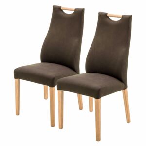 Set de 2 scaune Spofford -piele sintetica/lemn stejar - maro