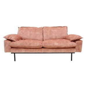 Sofa Retro din Catifea cu Doua Locuri si Picioare Metalice Negre - Catifea Roz Diametru (175 cm x 88 cm x 95 cm)
