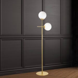 Lampadar elegant ALLEGRA, 174x34 cm, E27, 100 W, Metal/Sticla, Auriu/Alb, Dormitor/Living/Birou