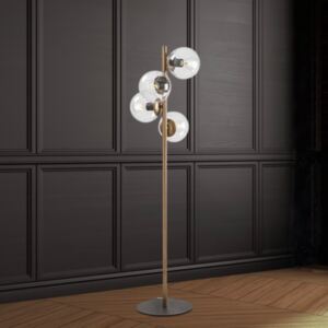 Lampadar elegant IRENE, 130x32 cm, E27, 100 W, Metal/Sticla, Auriu/Alb, Dormitor/Living/Birou
