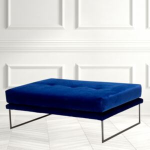 Taburet Albastru JESSIE, Stofa catifelata, 118x82 cm, Stil modern, Living/Dormitor/Birou
