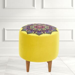 Taburet multicolor RUSTIKA, Textil, 40x42 cm, Stil Vintage, Living/Dormitor/Birou