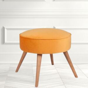 Taburet portocaliu LINA, Stofa catifelata, 45x45x41 cm, Stil modern, Living/Dormitor/Birou